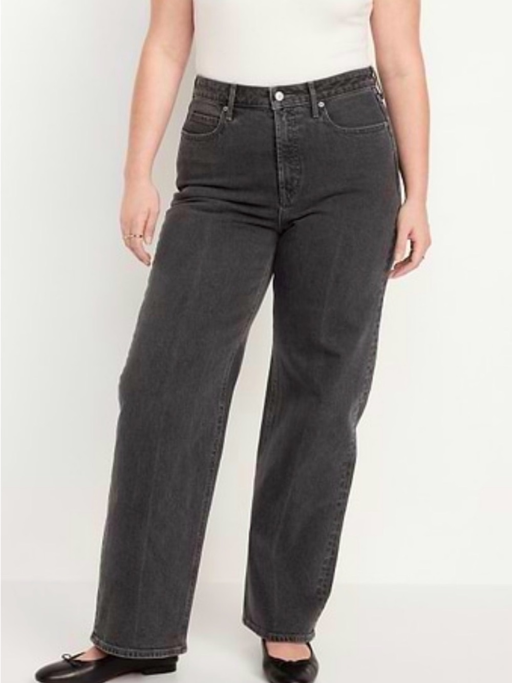 Old Navy Women's High-Rise Wide Leg Jeans - Charcoal Wash